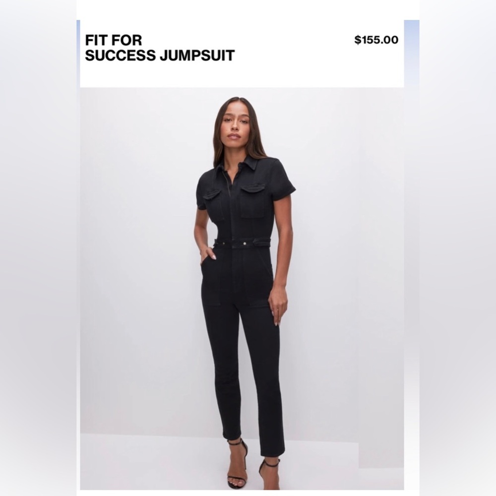 Good American Fit For Success Black Jumpsuit, Size 0